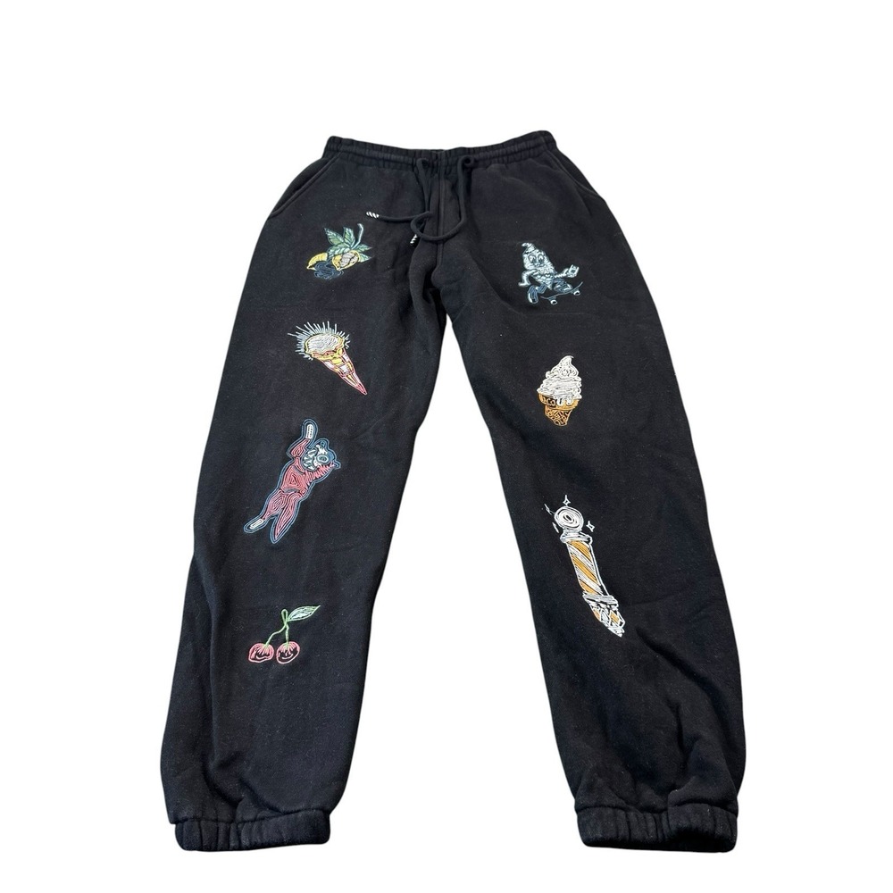Icecream Black AOP Running Dog Icecream Embroidered Sweatpant Size Men's Small